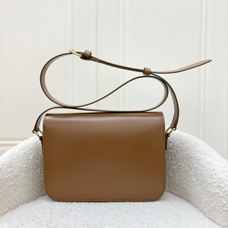 Celine Classique Triomphe Flap Bag in Bronze (Caramel) Shiny Calfskin and GHW