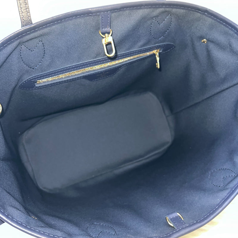 LV Neverfull MM in Monoglam Blue Canvas and GHW