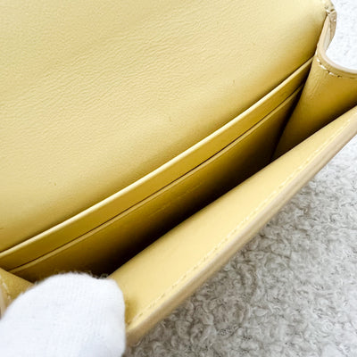 Celine Triomphe Card Holder in Light Yellow Calfskin and GHW