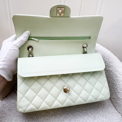 Chanel Medium Classic Flap CF in 22C Apple Green Caviar and LGHW