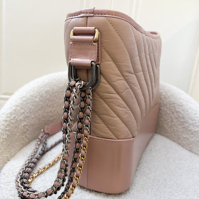 Chanel Medium (New Large) Gabrielle Hobo Bag in Nude Pink Chevron Calfskin and 3-tone HW