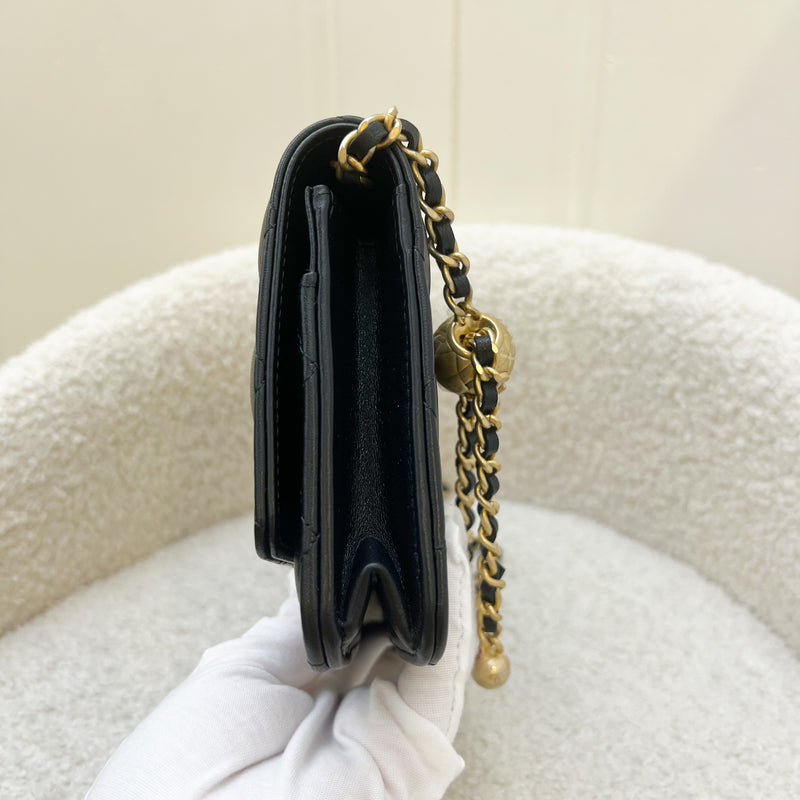 Chanel Pearl Crush Wallet on Chain WOC in Black Lambskin and AGHW