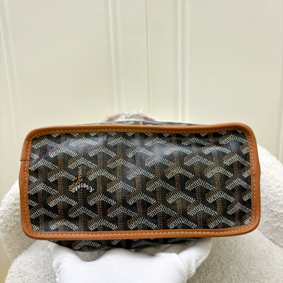 Goyard Mini Anjou in Black Goyardine Canvas with Camel Trim