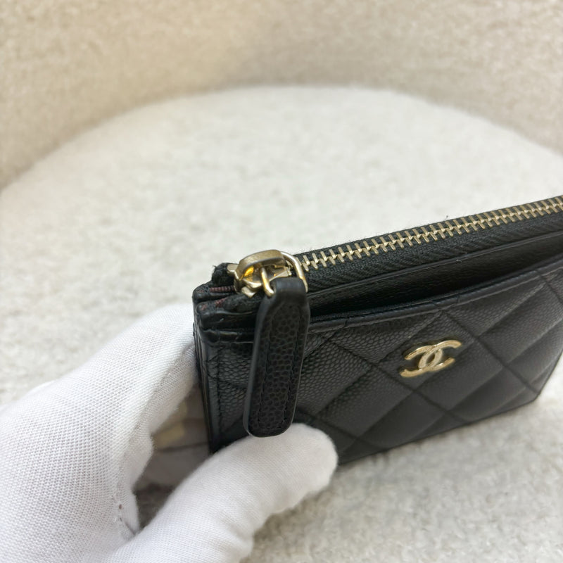 Chanel Classic Zip Card Holder / Small Wallet in Black Caviar and GHW