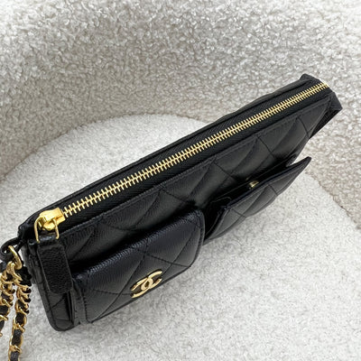 Chanel Wristlet Clutch in Black Caviar and GHW