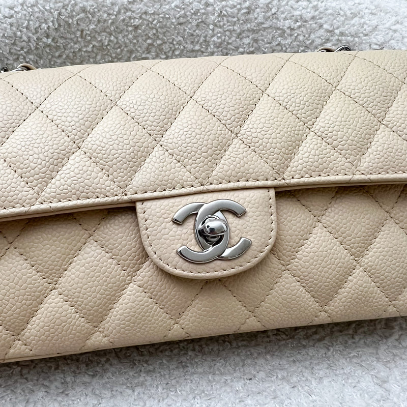 Chanel East West Flap Bag in Beige Caviar and SHW