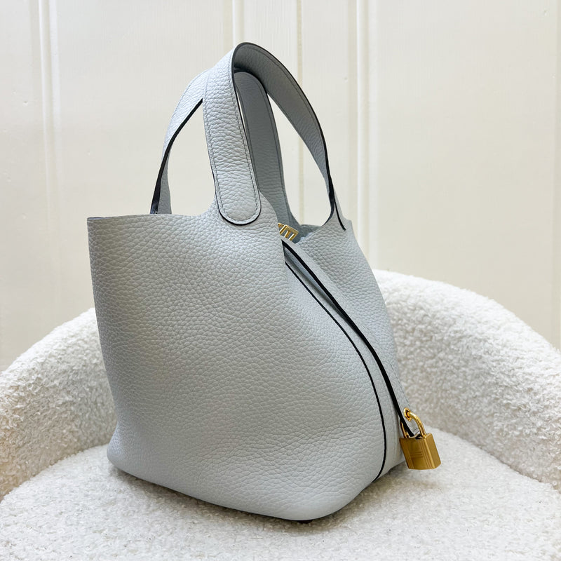 Hermes Picotin 18 in Bleu Pale Clemence Leather and GHW