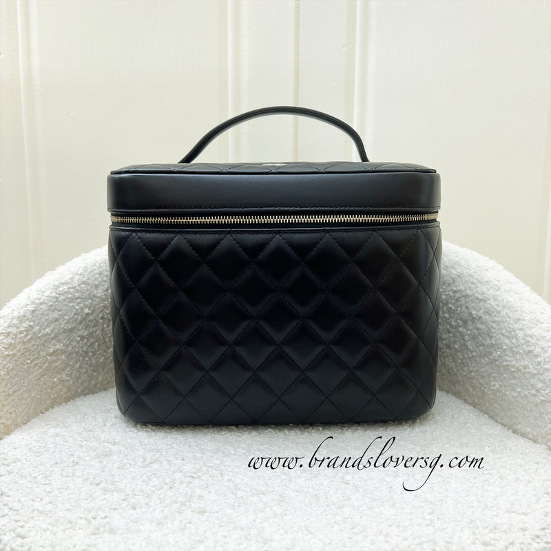 Chanel 19A Top Handle Vanity Case in Black Lambskin and GHW