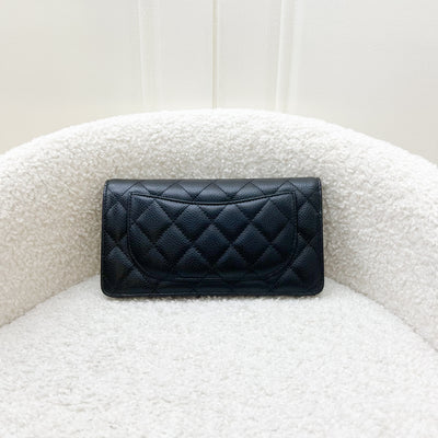 Chanel Classic Bifold Yen Long Wallet in Black Caviar and GHW