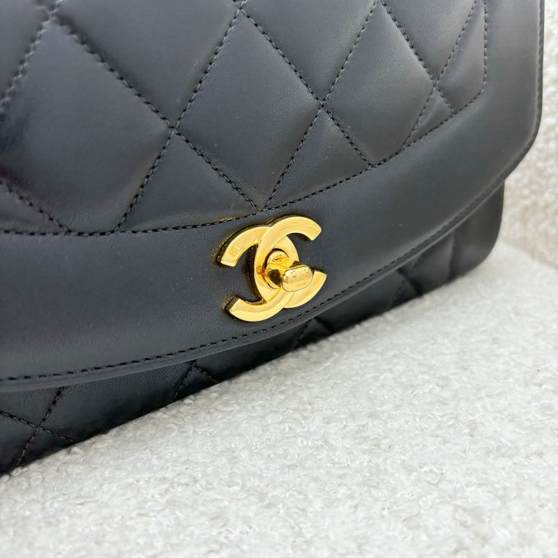 Chanel Small 22cm Diana Flap in Black Lambskin and 24K GHW