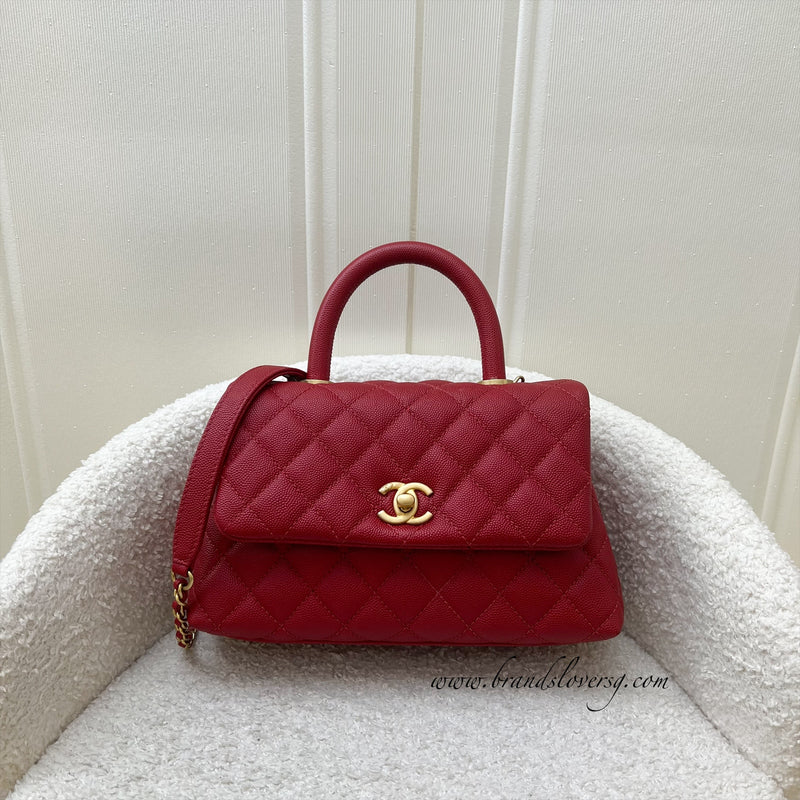 Chanel Small 24cm Coco Handle in Red Caviar and AGHW