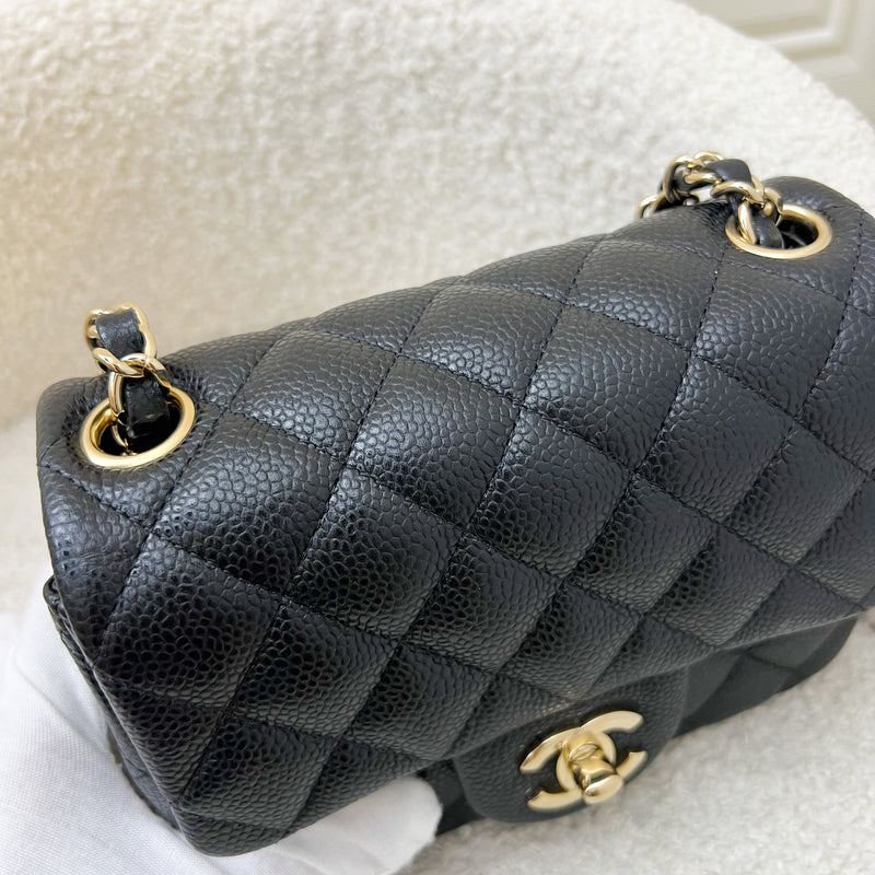 Chanel Classic Mini Square Flap in Black Caviar and LGHW (Model: A35200)