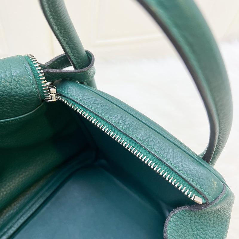 Hermes Lindy 30 in Green (Likely Malachite) Clemence Leather and PHW