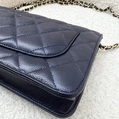 Chanel Classic Wallet on Chain WOC in Navy Blue Caviar and LGHW