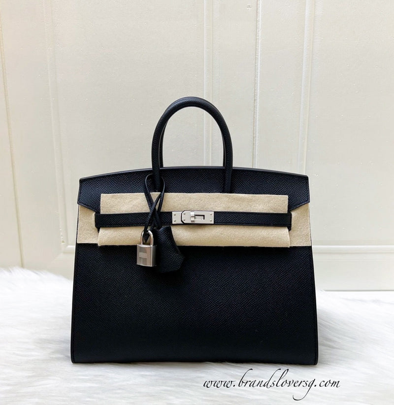 [Full Set - W Stamp] Hermes Birkin 25 Sellier in Noir Black Epsom Leather and PHW