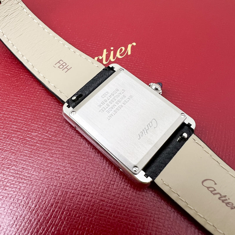 Cartier Tank Must Watch Large Model Quartz, Black Leather Strap, Quartz Movement (WSTA0041)