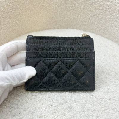 Chanel Classic Zip Card Holder / Small Wallet in Black Caviar and GHW