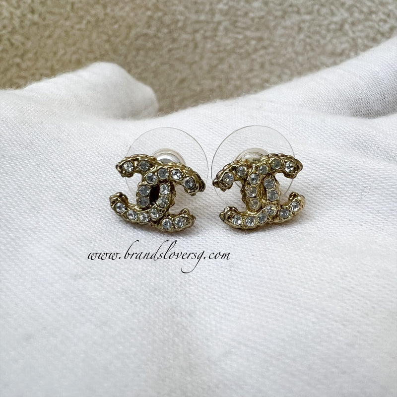 Chanel Mini CC Logo Earrings with Diamantes and AGHW