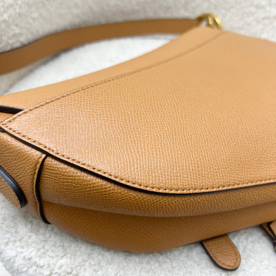 Dior Medium Saddle Bag in Amber Grained Calfskin and AGHW