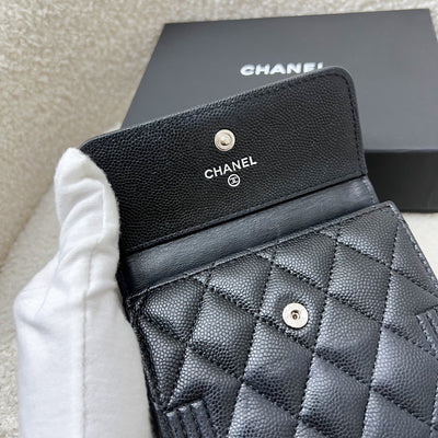 Chanel Boy Small Compact Wallet in Black Caviar and RHW