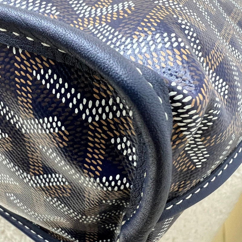 Goyard Mini Anjou Tote in Navy Goyardine Canvas with Navy Trim