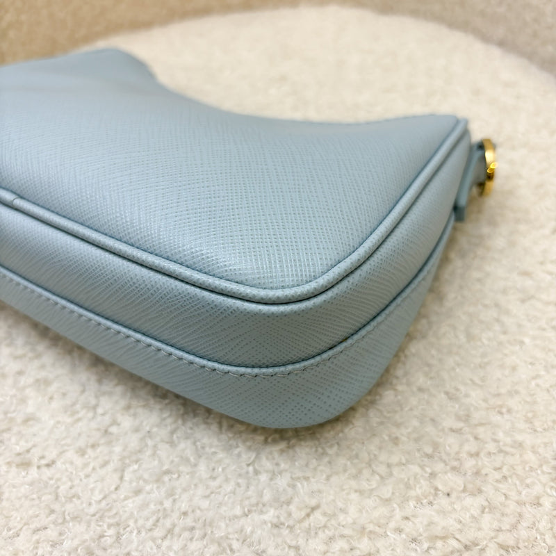 Prada Re-Edition Mini Bag in Baby Blue Saffiano Leather and GHW