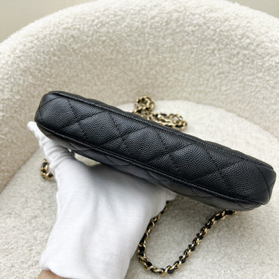 Chanel Clutch on Chain / WOC / Phone Holder in Black Caviar and LGHW