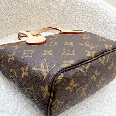 LV Neverfull BB in Monogram Canvas and Beige Patterned Strap