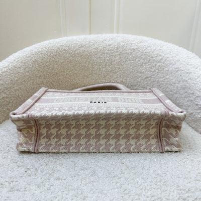 Dior Mini Book Tote in Pink Houndstooth Embroidered Canvas