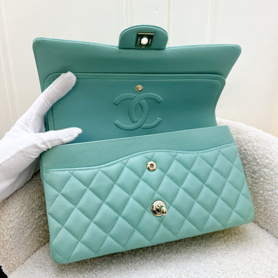 Chanel Medium Classic Flap CF in 21S Tiffany Green Caviar and LGHW