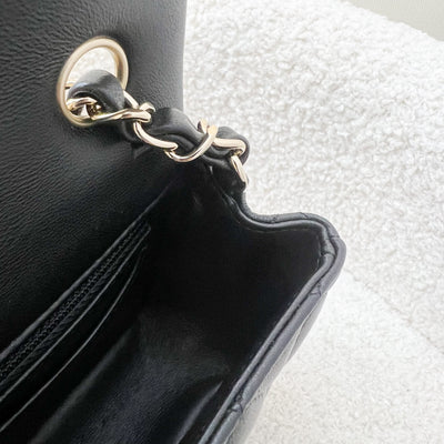 Chanel Classic Mini Rectangle Flap in Black Lambskin and LGHW