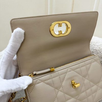 Dior Miss Caro Mini Flap Bag in Powder Beige Macrocannage Lambskin and GHW