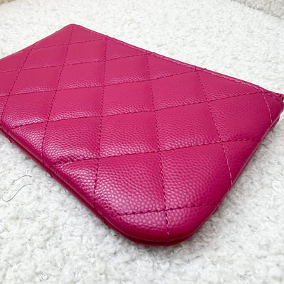 Chanel Classic Mini O-Case in Dark Pink Caviar and LGHW