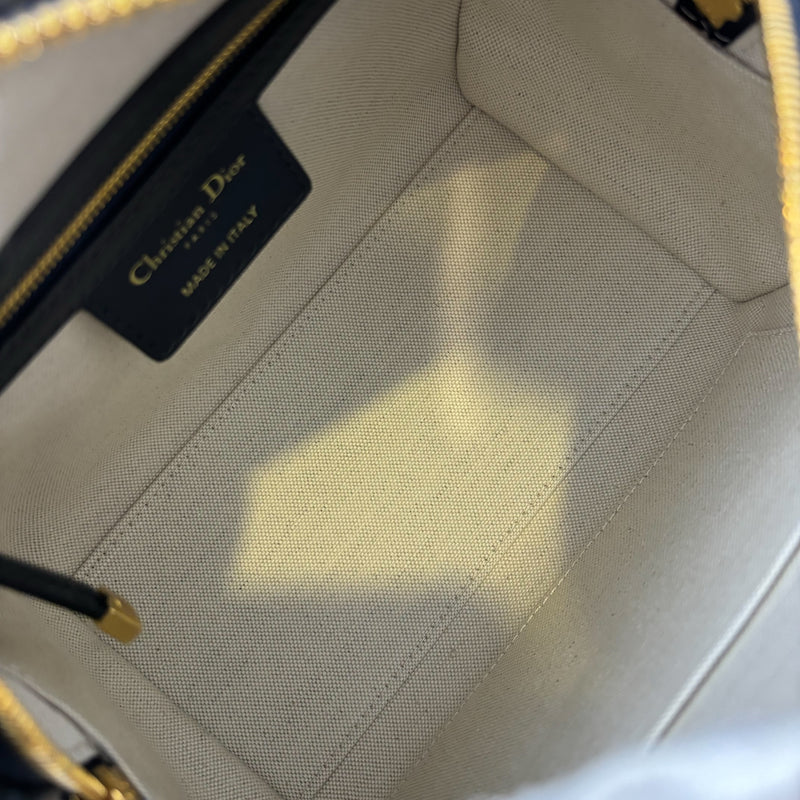 Dior Groove 20 Bowling Bag in in Navy Dark Blue Oblique Jacquard Canvas and AGHW