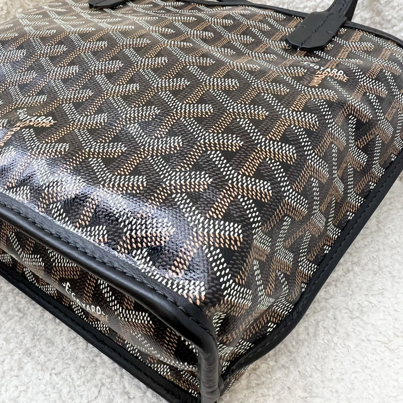 Goyard Mini Anjou Tote Bag in Black Goyardine Canvas and Leather