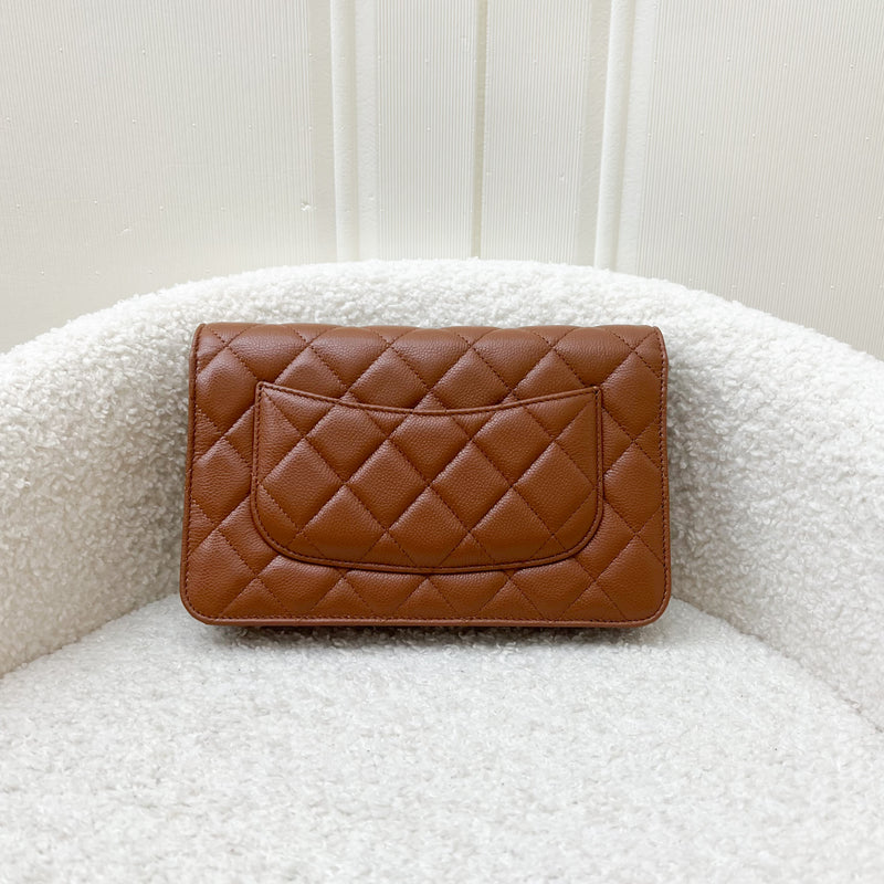 Chanel Classic Wallet on Chain WOC in 23A Toffee Brown Caviar and GHW