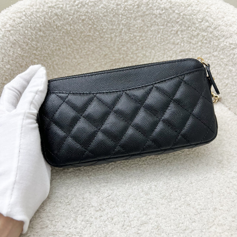 Chanel Clutch on Chain / WOC / Phone Holder in Black Caviar and LGHW