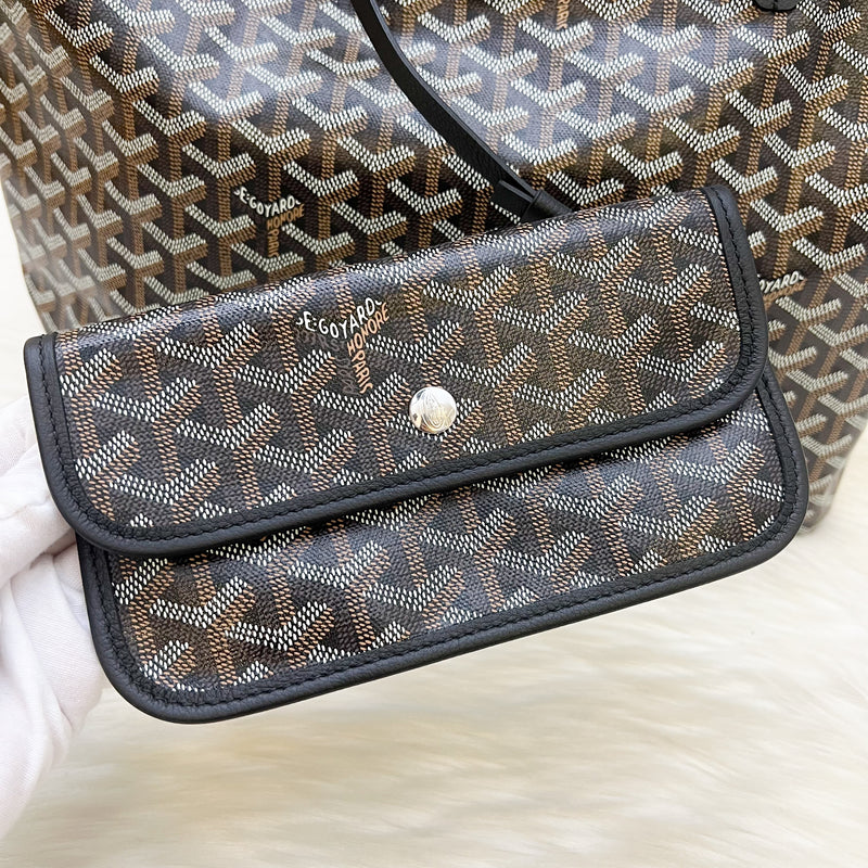 Goyard Saint Louis PM Tote in Black Signature Goyardine Canvas