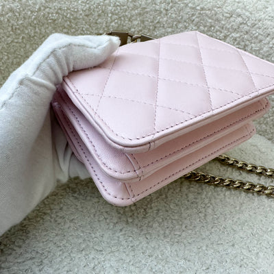 Chanel Seasonal Top Handle Mini Bag / Clutch on Chain in Pink Lambskin and GHW