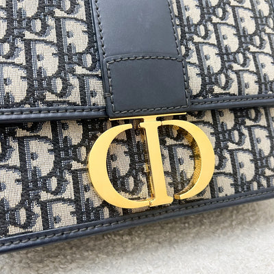 Dior 30 Montaigne Flap Bag in Navy Oblique Canvas GHW