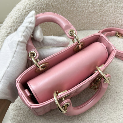 Dior Micro Lady D-Joy Bag in Iridescent Pink Lambskin and LGHW