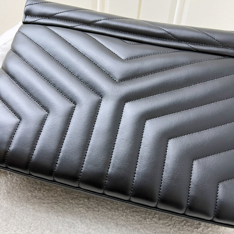 Saint Laurent YSL Medium LouLou Bag in Quilted Black Calfskin and GHW