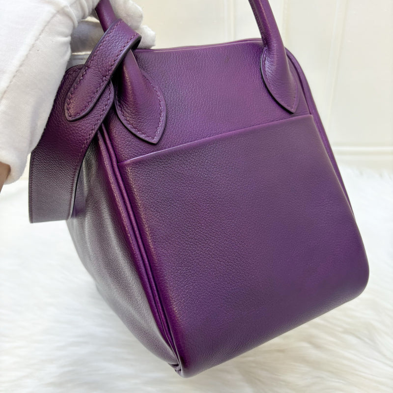 Hermes Lindy 30 in Dark Purple (Likely Cassis) Evercolor Leather and PHW