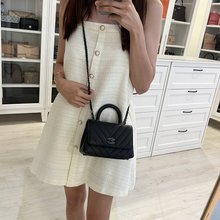 Top Handle Chanel So Handle Chevron Black Coco Handle Coco Handle