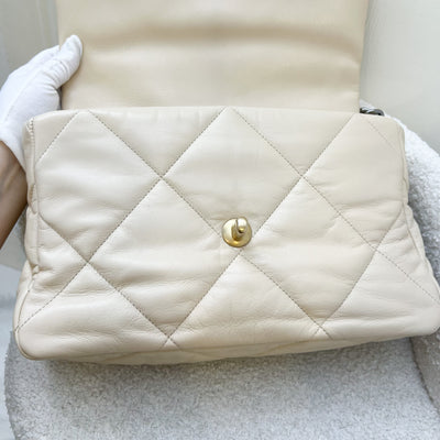 Chanel 19 Medium Flap in Light Beige Lambskin and 3-Tone Hardware