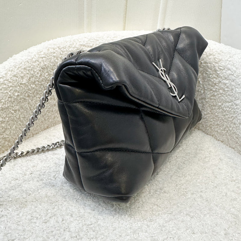 Saint Laurent YSL Toy Puffer Flap Bag in Black Lambskin and RHW