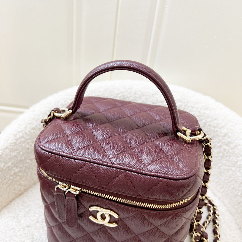 Chanel Top Handle Vanity Case in 21B Burgundy Red Caviar and LGHW