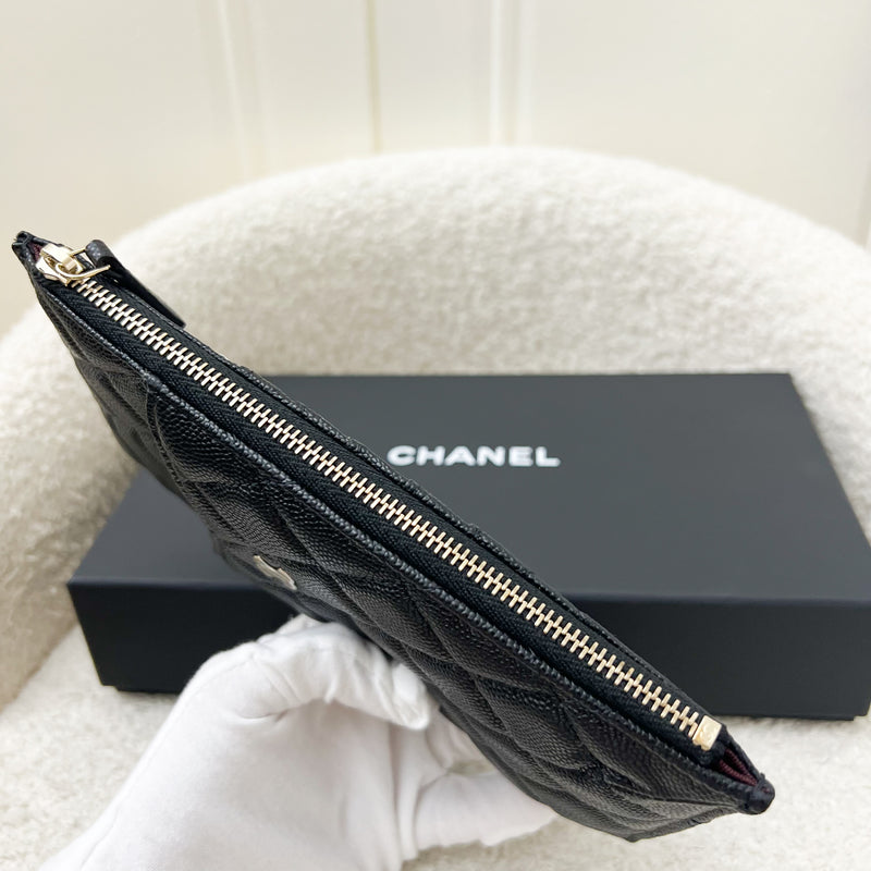 Chanel Classic Phone Pouch / Holder in Black Caviar and LGHW