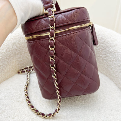 Chanel Top Handle Vanity Case in 21B Burgundy Red Caviar and LGHW