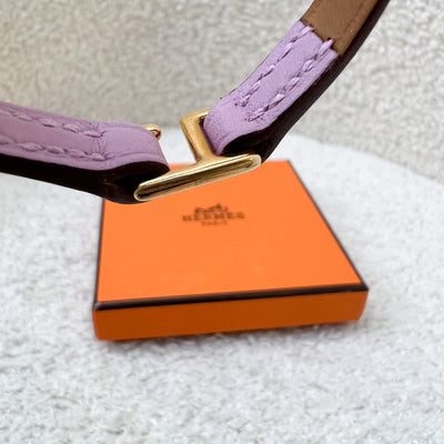 Hermes Mini Kelly Bracelet in Mauve Sylvestre Swift Leather GHW (T1)